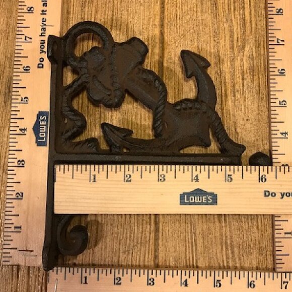 Anchor Plant Hanger Rustic Brown Raw Cast Iron Nautical 7 1/2" tall 0170-09513 R - Picture 13 of 16
